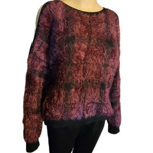 Express Sweater Cold Shoulder Multi Purple Womens Size XSmall